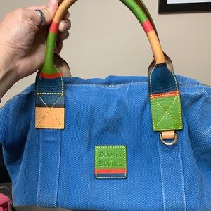 Dooney&bourke blue canvas satchel w multi handle